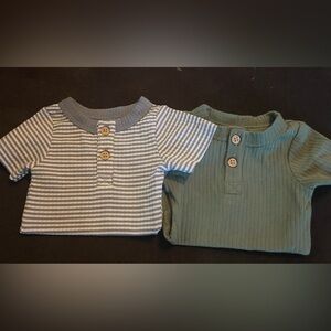 Set of Two Cat and Jack Baby NB Boy Onesies shirts with buttons